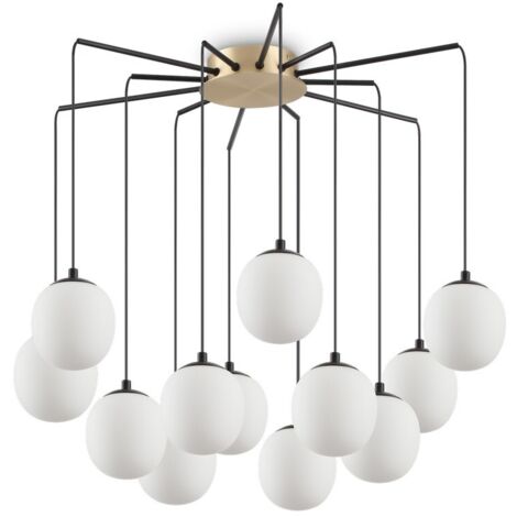 Ideal Lux RHAPSODY - Indoor Cluster Deckenpendelleuchte 12 Lichter Schwarz, G9