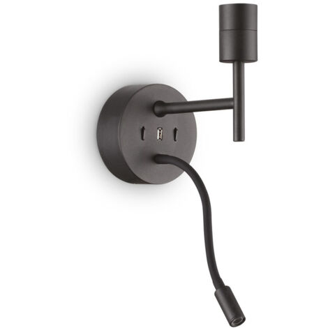 Ideal Lux SET UP Applique + Liseuse Noir Sans Abat-jour 3000K