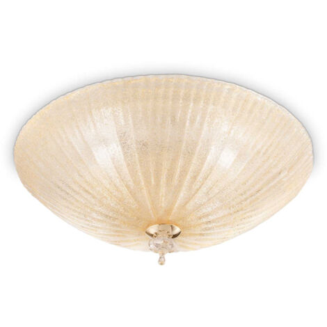 Ideal Lux Shell - 4 Light Indoor Flush Wand- / Deckenleuchte Gold mit Braunglas, E27