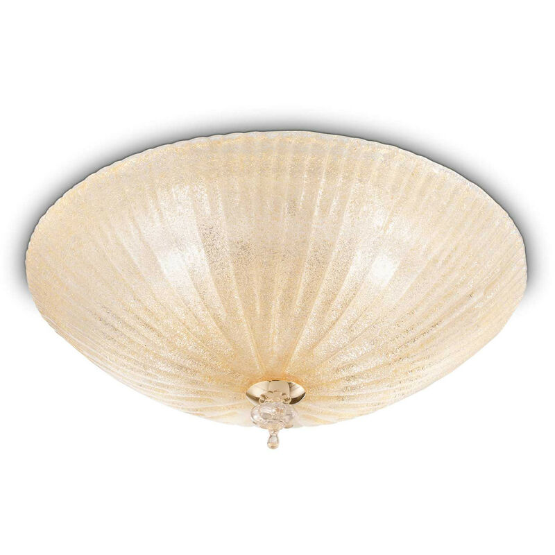 Shell - 6 Light Indoor Wall / Ceiling Light Gold with Amber Glass, E27 - Ideal Lux