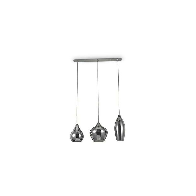 Ideal Lux Soft - 3 Light Hanging Ceiling Pendant Light Grey, E14