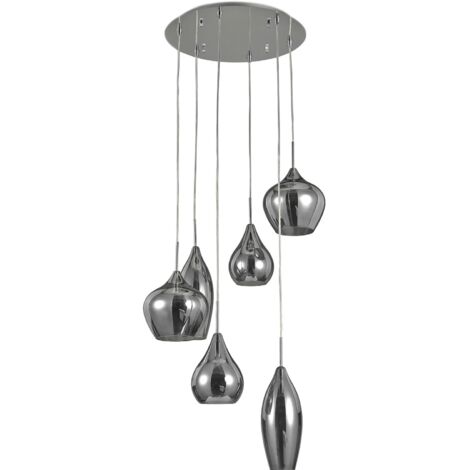 Ideal Lux Soft - 6 Light Spiral Cluster Deckenanhänger Grau, E14