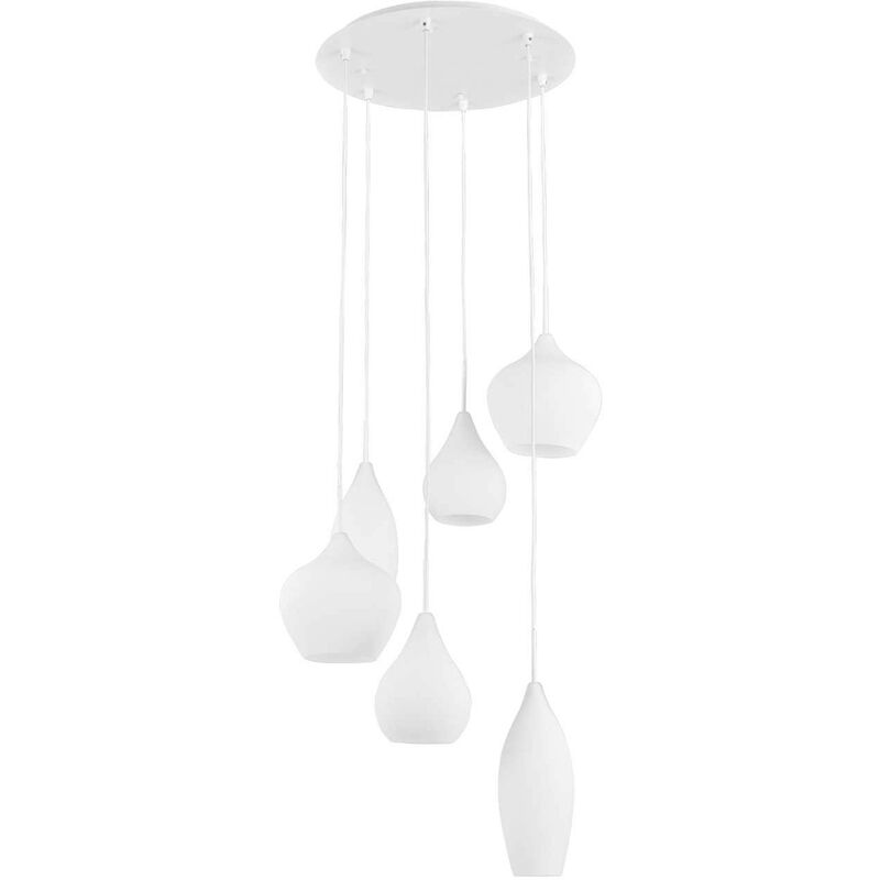 Ideal Lux - Soft - Lámpara colgante de techo en racimo con 6 luces, blanca, E14