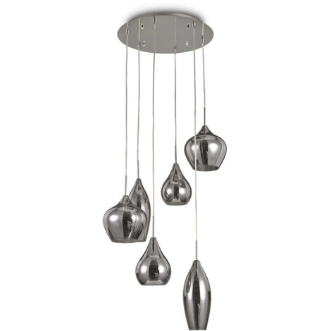 Ideal Lux Soft - Luminaire suspendu à 6 ampoules en spirale gris, E14