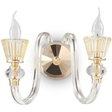 Ideal Lux Strauss - 2 Licht Innenglas Kerze Wandleuchte Roségold, E14