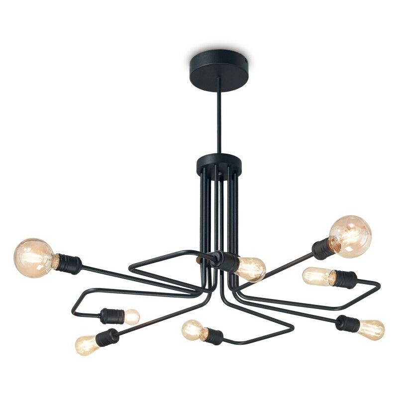 Ideal Lux Lighting - Ideal Lux TRIUMPH - Indoor Mutli Arm Ceiling Pendant Lamp 8 Lights Black, E27