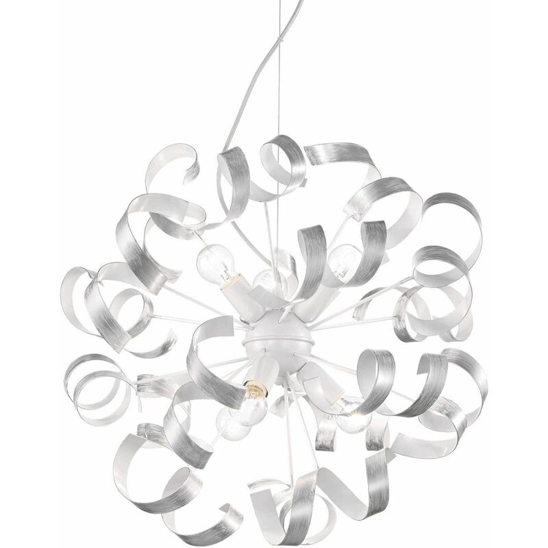 01-ideal Lux - VORTEX 6-bulb silver pendant light