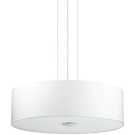 Ideal Lux Woody - Lámpara colgante de techo redonda mediana 4 luces blanca, E27