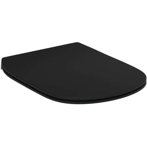 Ideal Standard – Abattant WC SoftClose en duroplast noir satiné – Design ultra-plat – Dimensions 365 x 450 x 25 mm – T5522V3