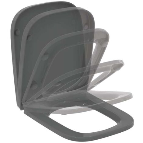 Ideal Standard – Abattant WC wrapover SoftClose en duroplast gris brillant – Pour salle de bain moderne – T468358