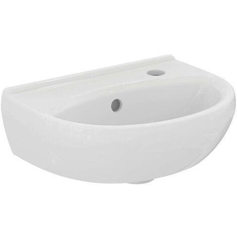 Ideal Standard Alpha - Handwaschbecken 40x30 cm, mit Überlauf, mit Hahnloch, weiß R027501