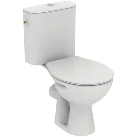 Ideal Standard Alpha - Inodoro combinado con asiento, desagüe vario, llenado lateral, blanco W333401