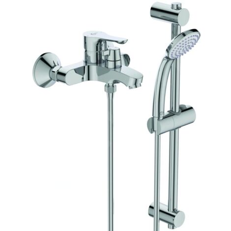 Ideal Standard Alpha - Mitigeur de baignoire avec inverseur en céramique et accessoires, montage mural, chrome BC656AA