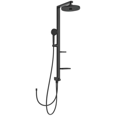 Ideal Standard ALU+ - Conjunto de ducha sin grifo, diámetro 26 cm, 2 chorros, negro seda BD585XG