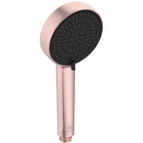 Ideal Standard - Alu+, Doccetta a mano per doccia anticalcare in alluminio a due funzioni con diametro 10cm, Telefono doccia con portata 8l/min, Rosé