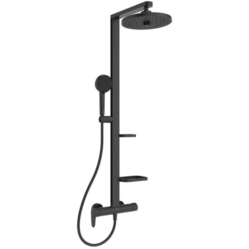 Alu+ - Set de douche avec mitigeur, diamètre 26 cm, 2 jets, noir soyeux BD584XG - Ideal Standard