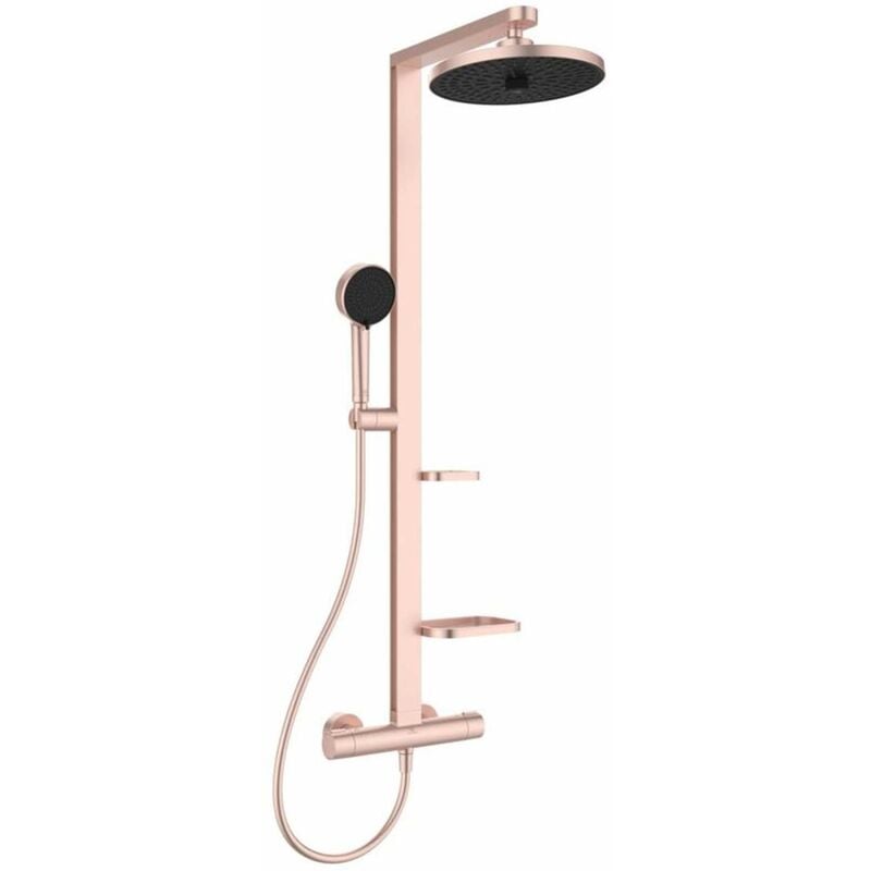 Ideal Standard ALU+ - Set de douche avec thermostat, diamètre 26 cm, 2 jets, rosé BD583RO