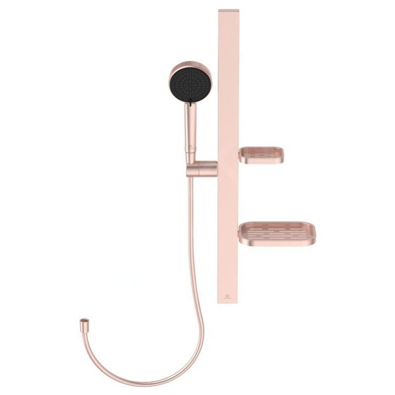 Ideal Standard - alu+ - Set de pommeau de douche, barre et flexible, 2 jets, rosé BD586RO