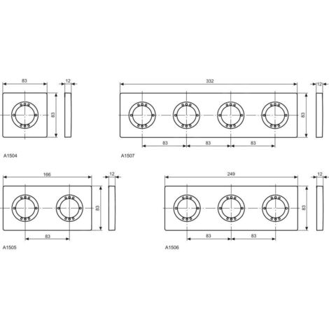 Ideal Standard Archimodule - Rosette de revêtement à 2 trous 100 x 183 mm, chrome A963725AA