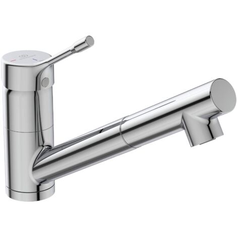 Ideal Standard BC294AA Ceralook Miscelatore da appoggio su lavello, a bocca bassa orientabile ed estraibile, doccetta a 1 funzione, cromato