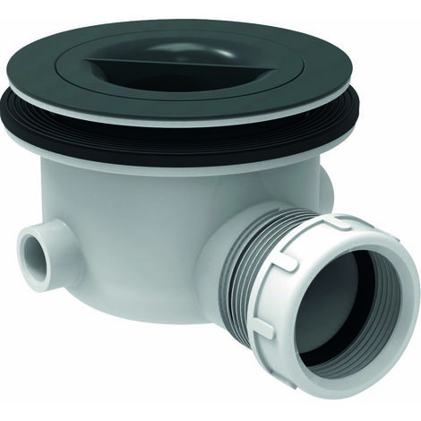 Ideal Standard – Bonde grise sans capot Ø 90 mm – Système de vidage Ultra Flat S – Cache-bonde en acier inoxydable – Démontable pour nettoyage facile