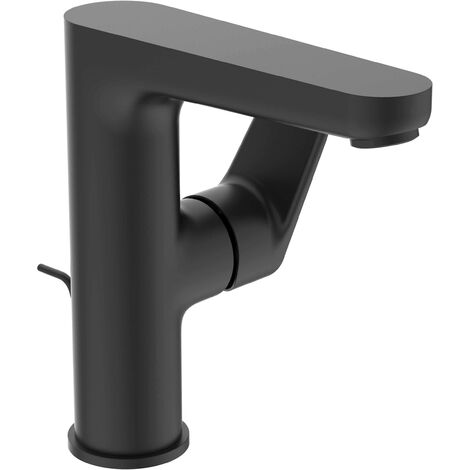 Ideal Standard Cerafine O - Miscelatore per lavabo, con sistema di scarico, nero BC703XG