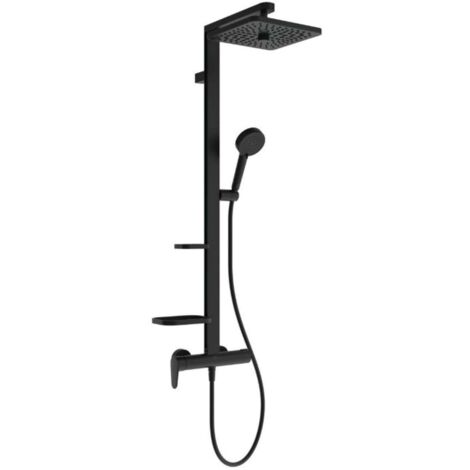 Ideal Standard Ceraflow ALU+ - Brauseset mit Armatur, 26x26 cm, 2 Strahlen, Seidenschwarz BE204XG