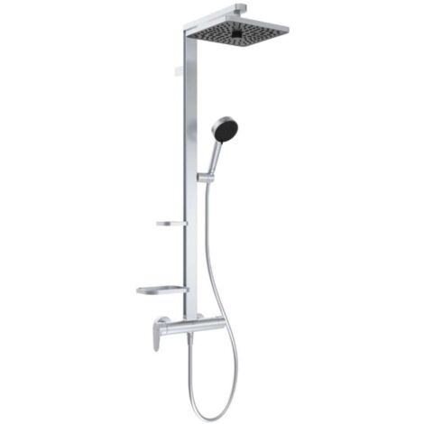 Ideal Standard Ceraflow ALU+ - Conjunto de ducha con grifo, 26x26 cm, 2 chorros, plateado BE204SI