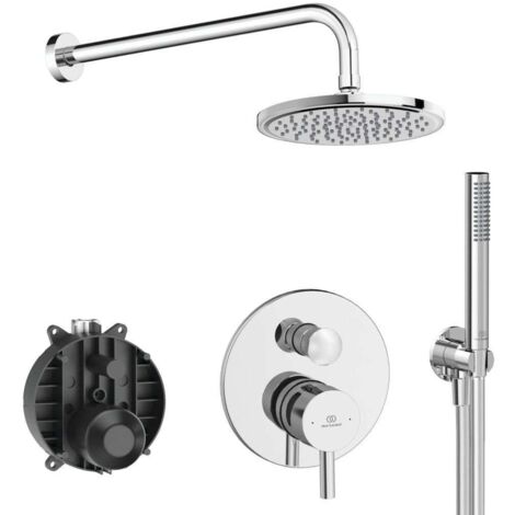 Ideal Standard CeraLine - Conjunto de ducha con grifo empotrado, con cuerpo de montaje, diámetro 20 cm, cromo BD192AA