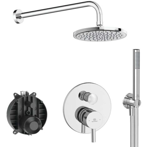 Ideal Standard CeraLine - Duschset mit Unterputzarmatur, mit Einbukörper, Durchmesser 20 cm, Chrom BD192AA