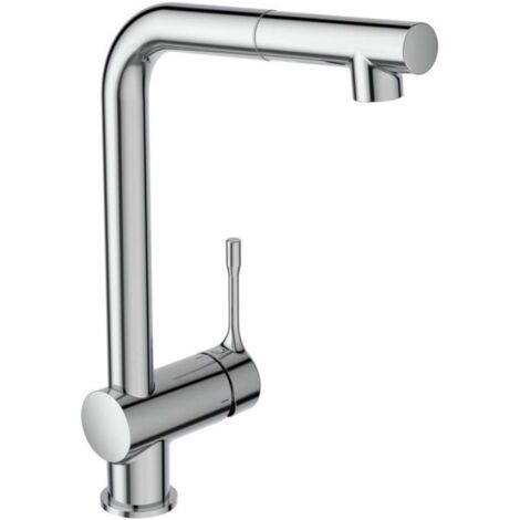 Ideal Standard CeraLook Küchenarmatur BC176AA mit hohem Auslauf und herausziehbarer Handbrause, Ausladung 207 mm, verchromt