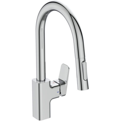 Ideal Standard CeraPlan - Miscelatore da lavello con doccetta estraibile, BlueStart, cromo BD338AA