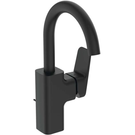 Ideal Standard CeraPlan - Mitigeur de lavabo avec bec tube pivotant et vidage, noir BD235XG