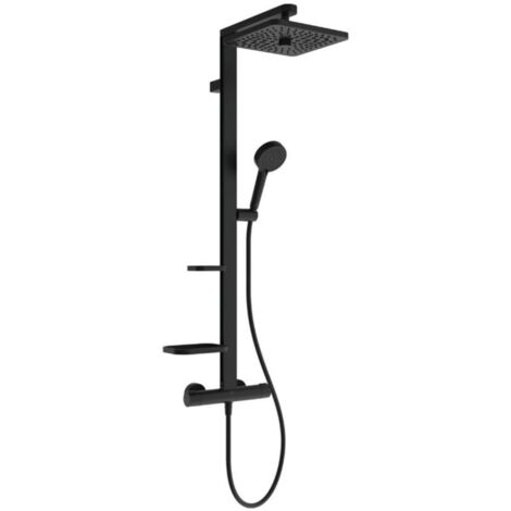 Ideal Standard Ceratherm ALU+ - Brauseset mit Thermostat, 26x26 cm, 2 Strahlarten, Seidenschwarz BE210XG