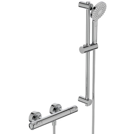 Ideal Standard CeraTherm - Brauseset T50 mit Thermostat, 3 Strahlarten, Chrom A7217AA
