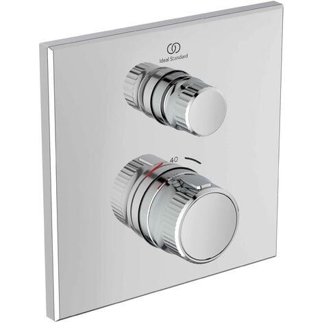 Ideal Standard - Ceratherm, Miscelatore termostato doccia ad incasso quadrato, Con tecnologia Navigo®, Una via, Cromato