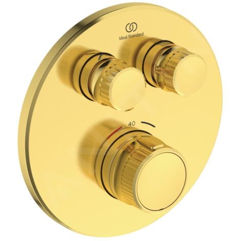Ideal Standard CeraTherm Navigo - Mitigeur de douche thermostatique encastré pour 2 sorties, Brushed Gold A7296A2
