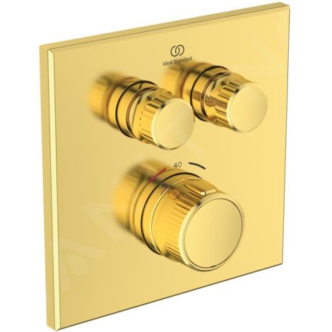 Ideal Standard CeraTherm Navigo - Mitigeur de douche thermostatique encastré pour 2 sorties, Brushed Gold A7302A2