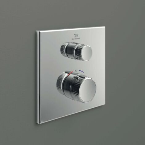 Ideal Standard CeraTherm Navigo thermostatique de douche à encastrer A7301AA carré, kit de montage final, chromé