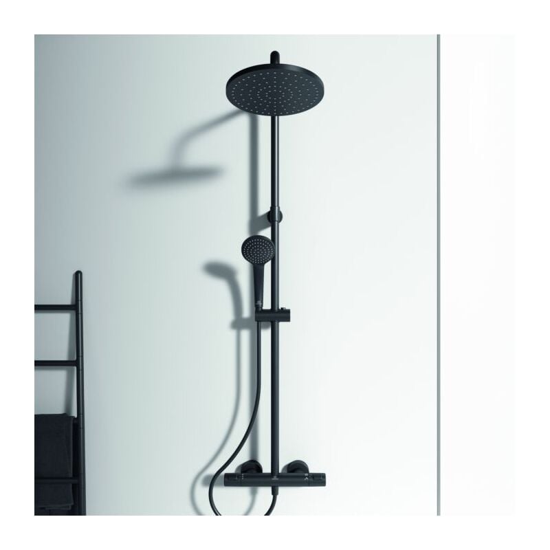 Ideal Standard - Ceratherm Système de douche T25 A7546XG Silk Noir, avec thermostat apparent