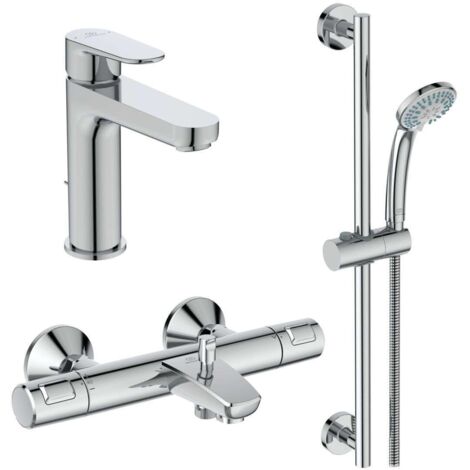 Ideal Standard CeraTherm - Set doccia con termostatico e miscelatore per lavabo, 3 getti, cromo BC984AA