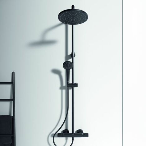 Ideal Standard Ceratherm Système de douche T25 A7546XG Silk Noir, avec thermostat apparent