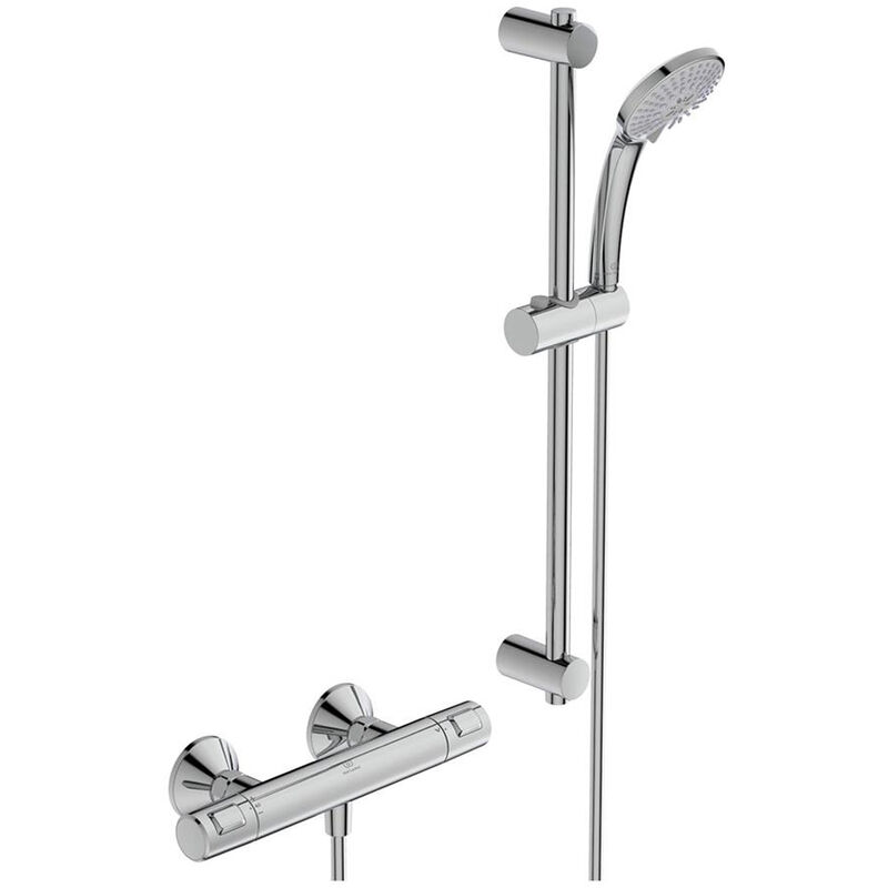 Ceratherm T25 Thermostatic Bar Shower Mixer with Shower Kit - Chrome - Ideal Standard