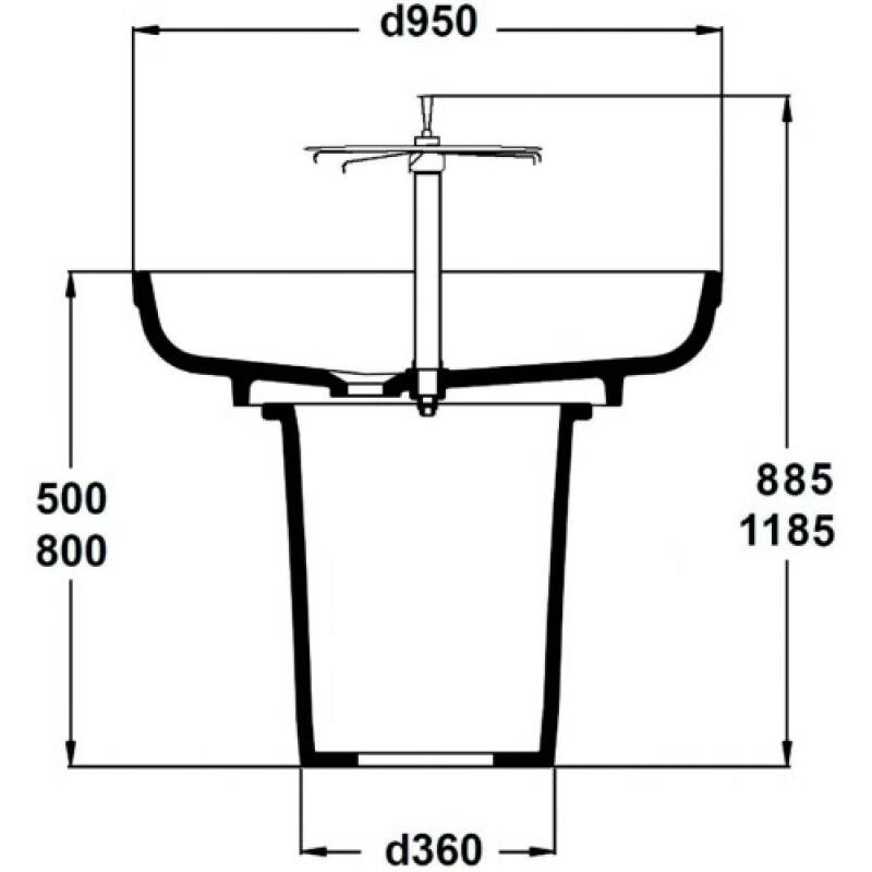 Ideal Standard - Colonne 6 becs pour lavabo Circulaire avec robinetterie centrale temporisée - porcher