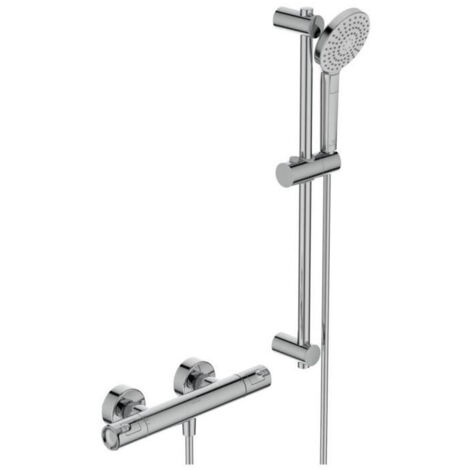 Ideal Standard – Colonne de douche thermostatique T50 – 3 jets pluie, massage, brume – Finition chrome – Flexible 1750mm – Mécanisme céramique - A7217AA