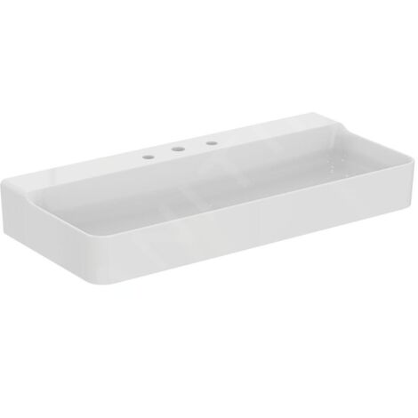 Ideal Standard Conca Ceram - Lavabo 1000x450 mm, sans trop-plein, 3 trous pour robinet, blanc T380101
