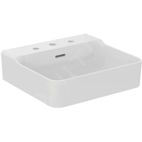 Ideal Standard Conca Ceram - Lavabo 500x450 mm, avec trop-plein, 3 trous pour robinet, blanc T378301