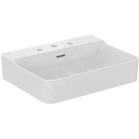 Ideal Standard Conca Ceram - Lavabo 600x450 mm, avec trop-plein, 3 trous pour robinet, blanc T378801