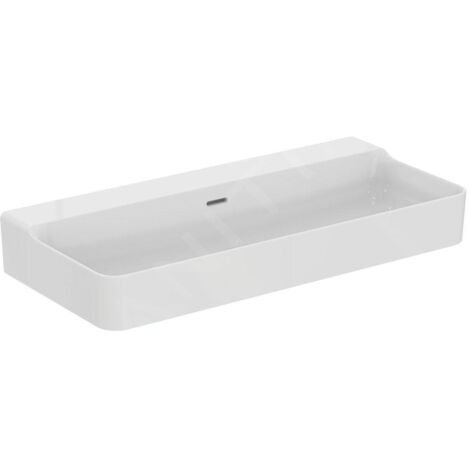 Ideal Standard Conca Ceram - Lavabo à poser 1000x450 mm, avec trop-plein, sans trou pour robinet, blanc T383401
