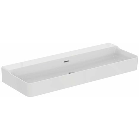 Ideal Standard Conca Ceram - Lavabo doppio 120x45 cm, con troppopieno, senza foro per miscelatore, bianco T380501